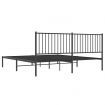 Metal Bed Frame with Headboard Black 183x203 cm King