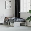 Metal Bed Frame with Headboard White 92x187 cm Single