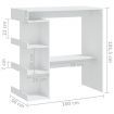 Bar Table with Storage Rack White 100x50x101.5 cm Engineered Wood