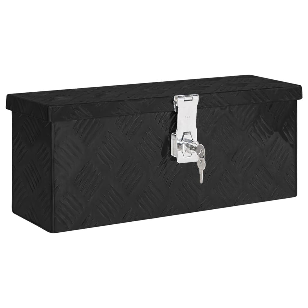 Storage Box Black 50x15x20.5 cm Aluminium