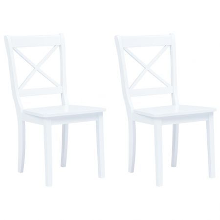 Dining Chairs 2 pcs White Solid Rubber Wood