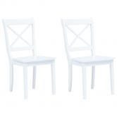 Dining Chairs 2 pcs White Solid Rubber Wood