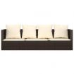 Outdoor Lounge Bed with Cushions Brown Poly Rattan
