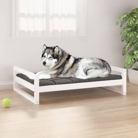 Dog Bed White 105.5x75.5x28 cm Solid Pine Wood