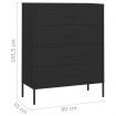 Chest of Drawers Black 80x35x101.5 cm Steel