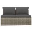 2-Seater Garden Sofa with Cushions Grey Poly Rattan