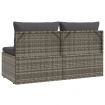 2-Seater Garden Sofa with Cushions Grey Poly Rattan