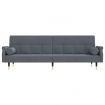 Sofa Bed with Cushions Dark Grey Velvet