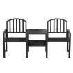 Gardeon Outdoor Garden Bench Seat Loveseat Steel Table Chairs Patio Furniture Black