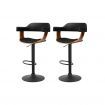 Artiss 2x Bar Stools Gas Lift Leather w/Armrest All Black