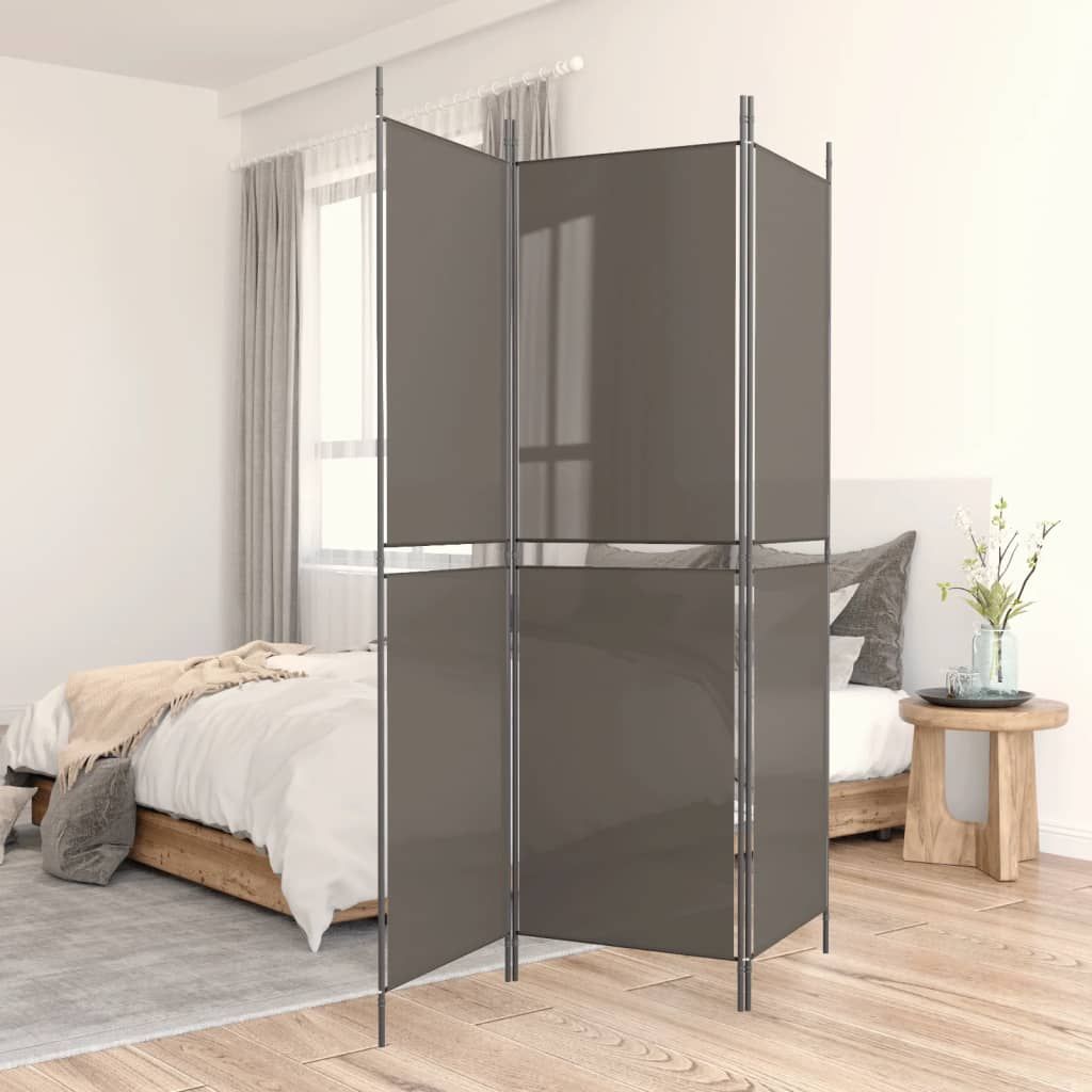 3-Panel Room Divider Anthracite 150x200 cm Fabric