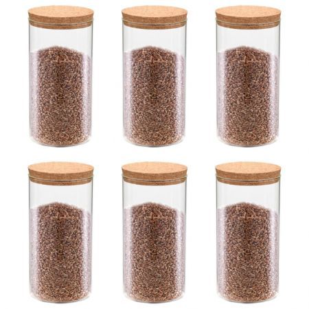 Storage Glass Jars with Cork Lid 6 pcs 1100 ml