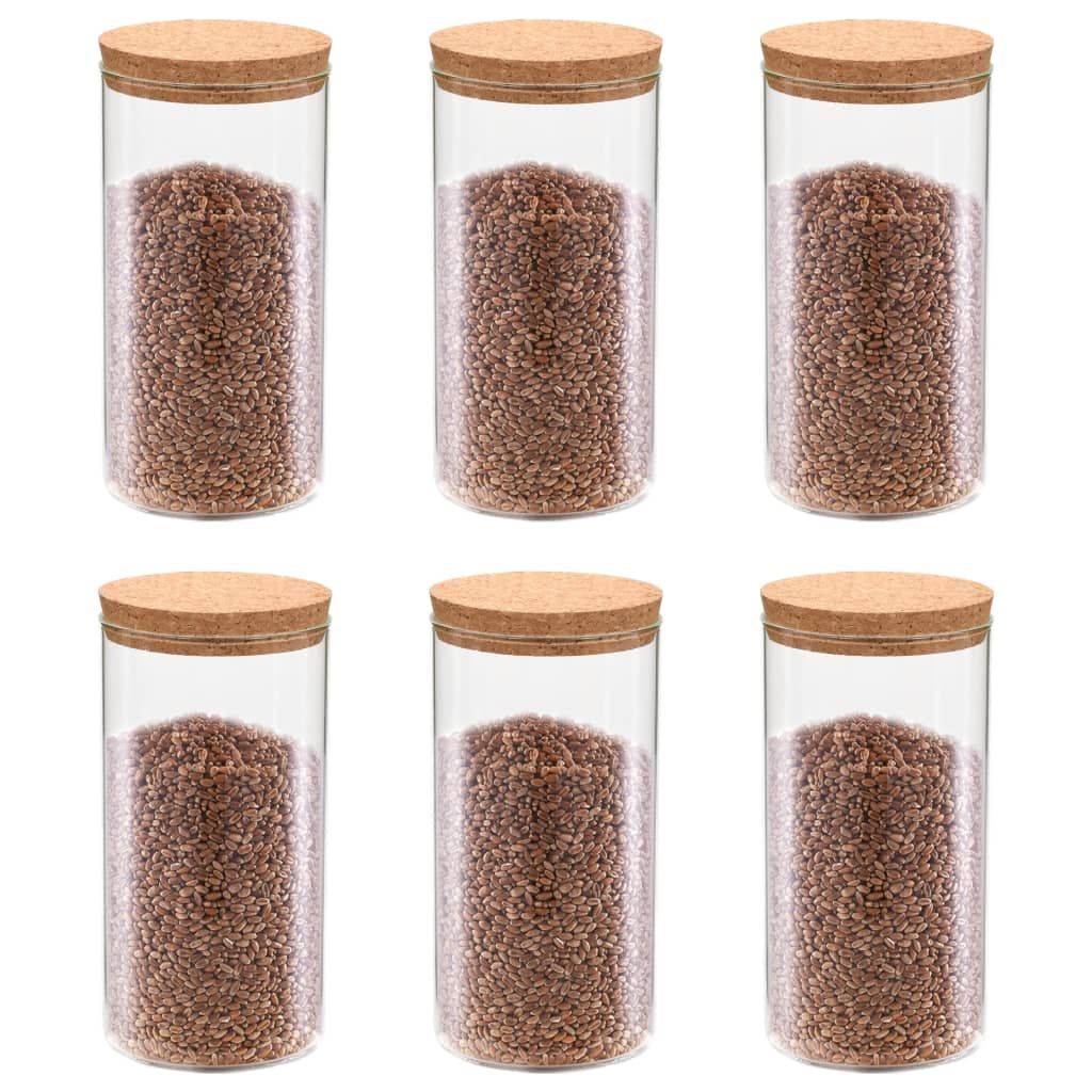 Storage Glass Jars with Cork Lid 6 pcs 1100 ml