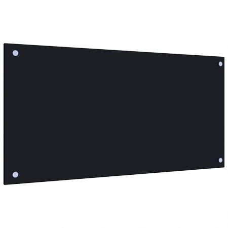 Kitchen Backsplash Black 80x40 cm Tempered Glass