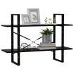 2-Tier Book Cabinet Black 100x30x70 cm Engineered Wood