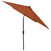 Parasol with LEDs and Steel Pole Terracotta 2x3 m