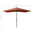 Parasol with LEDs and Steel Pole Terracotta 2x3 m