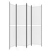 4-Panel Room Divider White 200x200 cm Fabric