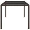 Garden Table 150x90x75 cm Tempered Glass and Poly Rattan Brown