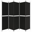 5-Panel Room Divider Black 250x200 cm Fabric