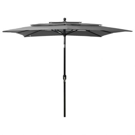 3-Tier Parasol with Aluminium Pole Anthracite 2.5x2.5 m