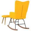 Rocking Chair with a Stool Mustard Yellow Fabric