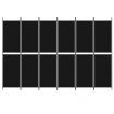 6-Panel Room Divider Black 300x200 cm Fabric