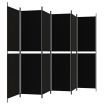 6-Panel Room Divider Black 300x200 cm Fabric