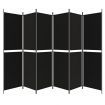 6-Panel Room Divider Black 300x200 cm Fabric