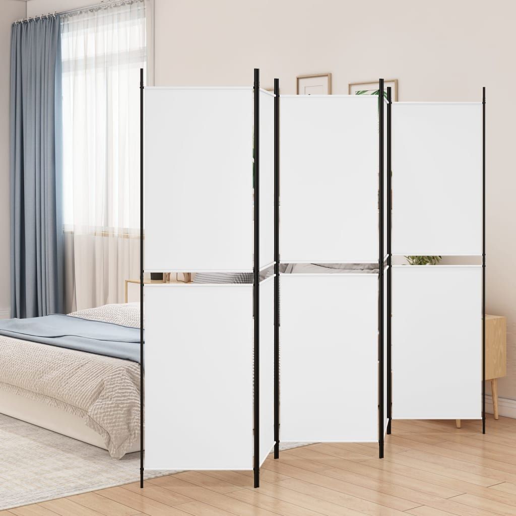 5-Panel Room Divider White 250x200 cm Fabric