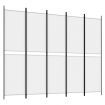 5-Panel Room Divider White 250x200 cm Fabric