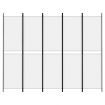 5-Panel Room Divider White 250x200 cm Fabric