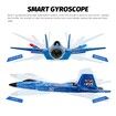 Remote Control Plane RTF F-22 Raptor,2.4Ghz 6-axis Gyro RC Airplane with Light Strip,Jet Fighter Toy Gift for Kids Beginner (Blue)