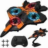 Remote Control Airplane for Beginners,2.4GHz V17 Jet Fighter Stunt RC Airplanes,ABS,3D Flip,Stunt Roll,Cool Light,2 Batteries,RC Planes for Kids Age3+,Orange