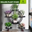 Plant Flower Pot Stand Planter Holder Display Shelf Indoor Outdoor Black Rack Trolley Balcony Garden Metal Shelving Unit with Wheels