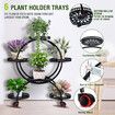 Plant Flower Pot Stand Planter Holder Display Shelf Indoor Outdoor Black Rack Trolley Balcony Garden Metal Shelving Unit with Wheels