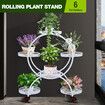 Plant Flower Pot Stand Planter Display Holder Shelf Outdoor Indoor White Trolley Rack Garden Balcony Metal Shelving Unit with Wheels