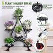 Flower Pot Plant Stand Planter Holder Display Shelf Outdoor Indoor Black Rack Trolley Balcony Garden Metal Shelving Unit with Wheels