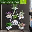 Plant Flower Pot Stand Holder Planter Display Shelf Indoor Outdoor Rack White Trolley Balcony Garden Shelving Unit Metal with Wheels