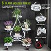 Plant Flower Pot Stand Holder Planter Display Shelf Indoor Outdoor Rack White Trolley Balcony Garden Shelving Unit Metal with Wheels