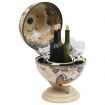 Tabletop Globe Bar Wine Stand Eucalyptus Wood White