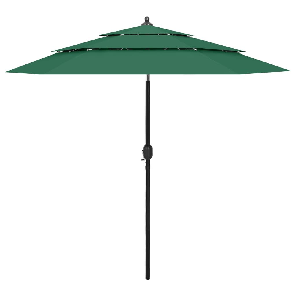 3-Tier Parasol with Aluminium Pole Green 2.5 m