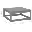 Garden Footstool 70x70x30 cm Grey Solid Pinewood