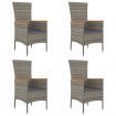 Garden Chairs with Cushions 4 pcs Poly Rattan Grey