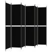 6-Panel Room Divider Black 300x220 cm Fabric