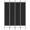 4-Panel Room Divider Black 160x220 cm Fabric