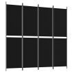 4-Panel Room Divider Black 200x200 cm Fabric