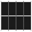 4-Panel Room Divider Black 200x200 cm Fabric