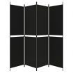 4-Panel Room Divider Black 200x200 cm Fabric