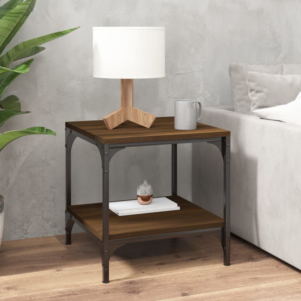 Side Table Brown Oak 40x40x40 cm Engineered Wood